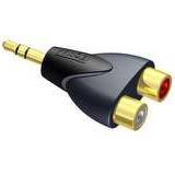 2RCA - Guld - Kabeladaptere Kabler Procab Classic 2RCA-3.5mm M-F Adapter
