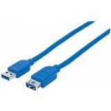 Blå - Rund - USB A-USB A - USB-kabel Kabler Manhattan SuperSpeed USB A-USB A 3.0 1m