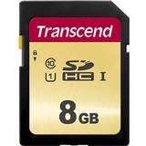 8 GB - Class 10 Hukommelseskort & USB Stik Transcend 500S SDHC Class 10 UHS-I U1 95/60MB/s 8GB