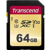 64 GB - Class 10 Hukommelseskort Transcend 500S SDXC Class 10 UHS-I U3 V30 95/60MB/s 64GB