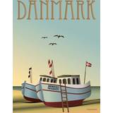 Grøn Vægdekorationer Vissevasse Denmark Fishing Boats Plakat 30x40cm
