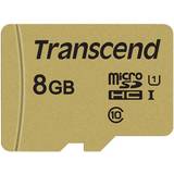 8 GB - U1 Hukommelseskort Transcend 500S microSDHC Class 10 UHS-I U1 95/60MB/s 8GB +Adapter