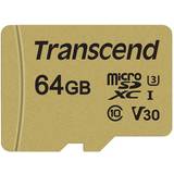 Transcend 500S microSDXC Class 10 UHS-I U3 V30 95/60MB/s 64GB +Adapter