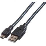 Roline Rund - USB-kabel Kabler Roline USB A-USB Mini-B 2.0 1.8m