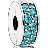Pandora Turkis Charms & Vedhæng Pandora Teal Shining Elegance Spacer Clip Charm - Silver/Turquoise
