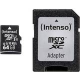 U1 Hukommelseskort Intenso microSDXC Class 10 UHS-I U1 90/90MB/s 64GB +Adapter