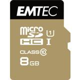 Emtec U1 Hukommelseskort Emtec Gold+ microSDHC Class 10 UHS-I U1 85/16MB/s 8GB +Adapter
