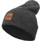 Urban Classics Herre Hovedbeklædning Urban Classics Leatherpatch Long Beanie - Charcoal
