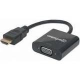 PVC - USB B micro Kabler Manhattan HDMI-VGA/USB B Micro M-F 0.3m