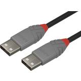 Grå - Han - Han - USB A-USB A - USB-kabel Kabler Lindy Anthra Line USB A-USB A 2.0 0.5m