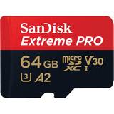 64 GB - USB 3.0/3.1 (Gen 1) - microSDXC Hukommelseskort SanDisk Extreme Pro microSDXC Class 10 UHS-I U3 V30 A2 170/90MB/s 64GB +Adapter