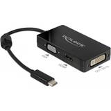 DeLock USB C-VGA/HDMI/DVI M-F 0.1m