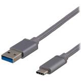 Kvadratisk - PVC Kabler Deltaco USB A-USB C 3.1 (Gen.1) 0.2m