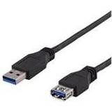 Deltaco Rund - USB-kabel Kabler Deltaco USB A-USB A 3.1 (Gen.1) M-F 3m