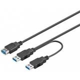 Sort - USB A-USB A - USB-kabel Kabler Goobay Dual Power 2USB A-USB A 3.0 M-F 0.3m