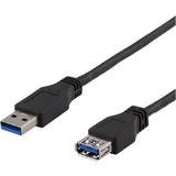 Deltaco Rund - USB-kabel Kabler Deltaco USB A-USB A 3.1 (Gen.1) M-F 1m