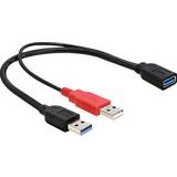 Rød - USB A-USB A - USB-kabel Kabler DeLock 2xUSB A-USB A M-F 3.0 0.3m