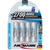 Ansmann Batterier - Genopladelige standardbatterier Batterier & Opladere Ansmann NiMH Mignon AA 2700mAh Compatible 4-pack