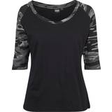 Camouflage - Dame T-shirts & Toppe Urban Classics 3/4 Contrast Raglan T-Shirt - Black/Darkcamo