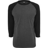 Urban Classics 48 - Polyester Tøj Urban Classics Contrast 3/4 Sleeve Raglan T-shirt - Charcoal/Black
