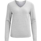 Vila Grå Overdele Vila V-Neck Knitted Pullover Top - Grey/Light Grey Melange