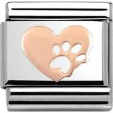 Rosaguld Charms & Vedhæng Nomination Composable Classic Link Heart With Paw Charm - Silver/Rose Gold