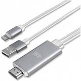Hvid - Standard HDMI-standard HDMI - USB-kabel Kabler 4smarts Lightning/USB A-HDMI 1.8m