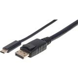 3,1 - DisplayPort-kabler - Sort Manhattan USB C-DisplayPort 3.1 2m