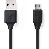 2.0 - Lilla Kabler Nedis Reversible USB A-USB Micro-B 2.0 1m