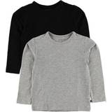 9-12M T-shirts Børnetøj Minymo Basic Blouse 2-pack - Anthacite Black (3934-193)