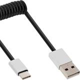 InLine Sort - USB-kabel Kabler InLine Spiral USB A-USB C 2.0 0.5m