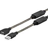 Rund - Transparent - USB-kabel Kabler VivoLink USB A-USB A M-F 2.0 15m