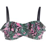 38 - Dame Bikinitoppe Salming Tropic Garden Padded Bandeau Bra - Pink/Green/Navy