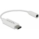 Hvid - USB Kabler Deltaco 3.5mm-USB C M-F 0.1m