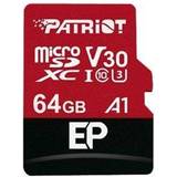 Patriot 64 GB Hukommelseskort & USB Stik Patriot EP Series microSDXC Class 10 UHS-I U3 V30 A1 100/80MB/s 64GB +Adapter