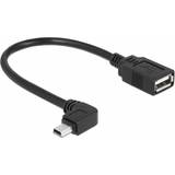 Et stik - Han – Hun - USB-kabel Kabler DeLock 83245 USB A-USB Mini-B 2.0 M-F Angled 0.2m