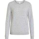 Vila Grå Overdele Vila Ril Round Neck Knitted Pullover - Grey/Light Grey Melange