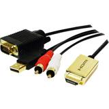 Guld - Kabeladaptere - Rund Kabler LogiLink HDMI-VGA/2RCA/USB A 2m