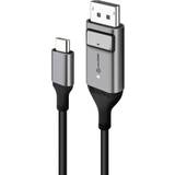 DisplayPort-kabler - Grå - Han - Han Alogic Ultra USB C-DisplayPort 1m