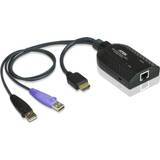HDMI-kabler - Lilla - Rund Aten RJ45-2USB A/HDMI M-F