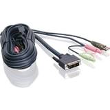 3,5 mm - Sort - USB-kabel Kabler IOGEAR USB A/2x3.5mm/DVI SIngle Link-USB B/2x3.5mm/DVI SIngle Link 1.8m