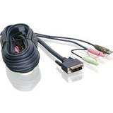 3,5 mm - Sort - USB-kabel Kabler IOGEAR USB A/2x3.5mm/DVI SIngle Link-USB B/2x3.5mm/DVI SIngle Link 5m
