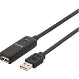 USB A-USB A - USB-kabel Kabler Deltaco Prime Active USB A - USB A M-F 2.0 10m