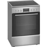 Elektriske ovne - Pyrolyse Glaskeramiske komfurer Bosch HKS79U250 Rustfrit stål, Sølv