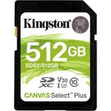 Kingston 512 GB Hukommelseskort Kingston Canvas Select Plus SDXC Class 10 UHS-I U3 V30 100/85MB/s 512GB
