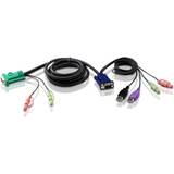 3,5 mm - Sort - USB-kabel Kabler Aten VGA/2x3.5mm-VGA/2USB A/2x3.5mm 3m