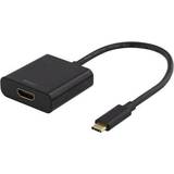 HDMI-kabler - Han – Hun - USB C-HDMI Deltaco USB C-HDMI M-F 0.2m