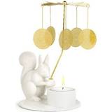 Porcelæn Lysestager Dottir Winter Stories Squirrel With Angel Chime White/Gold Lysestage 18cm