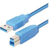 Blå - USB A-USB B - USB-kabel Kabler Deltaco USB A - USB B 3.0 1m