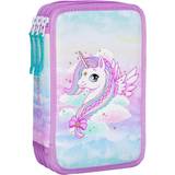 Pink Penalhus Beckmann Unicorn Three Section Pencil Case with Content